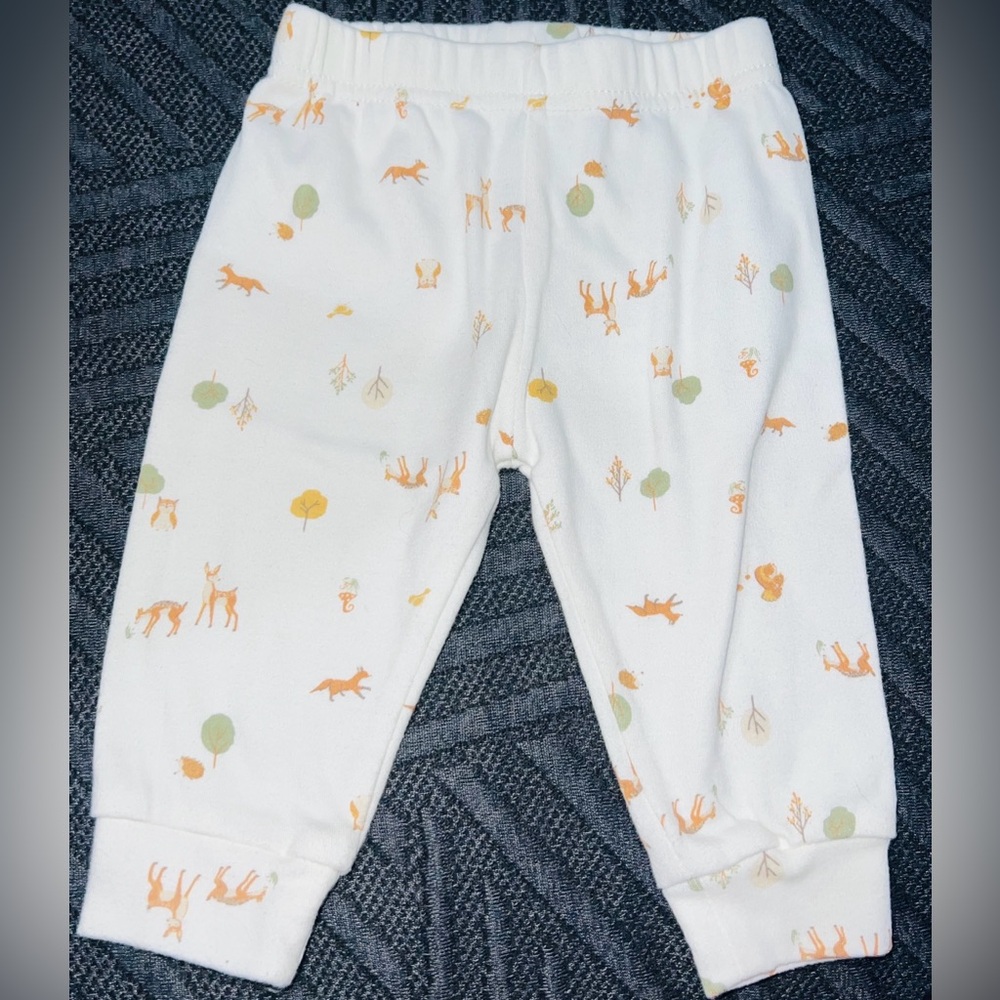 Kids Casual Printed Bottoms - White with Orange and Green Accents